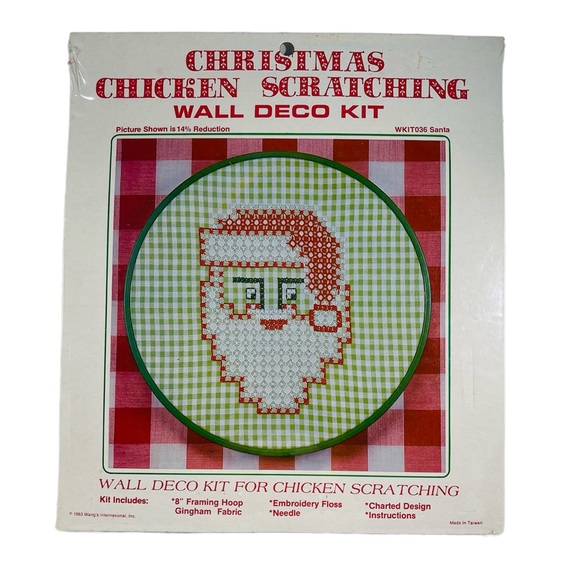 Christmas Chicken Scratch embroidery kit 1983 Santa Claus holiday VINTAGE Wang's - Picture 1 of 8